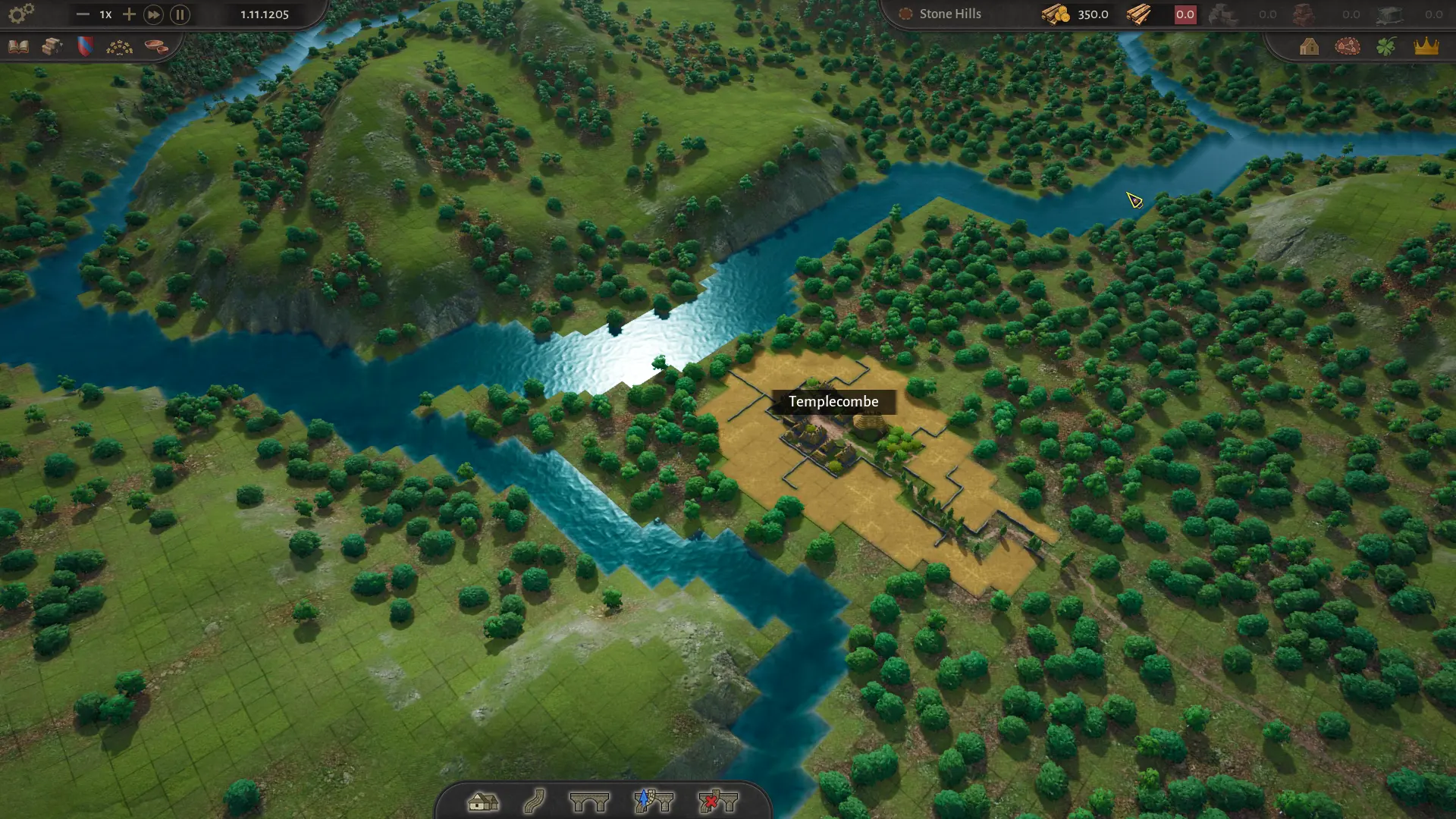 A settlement beside a river in County of Fortune